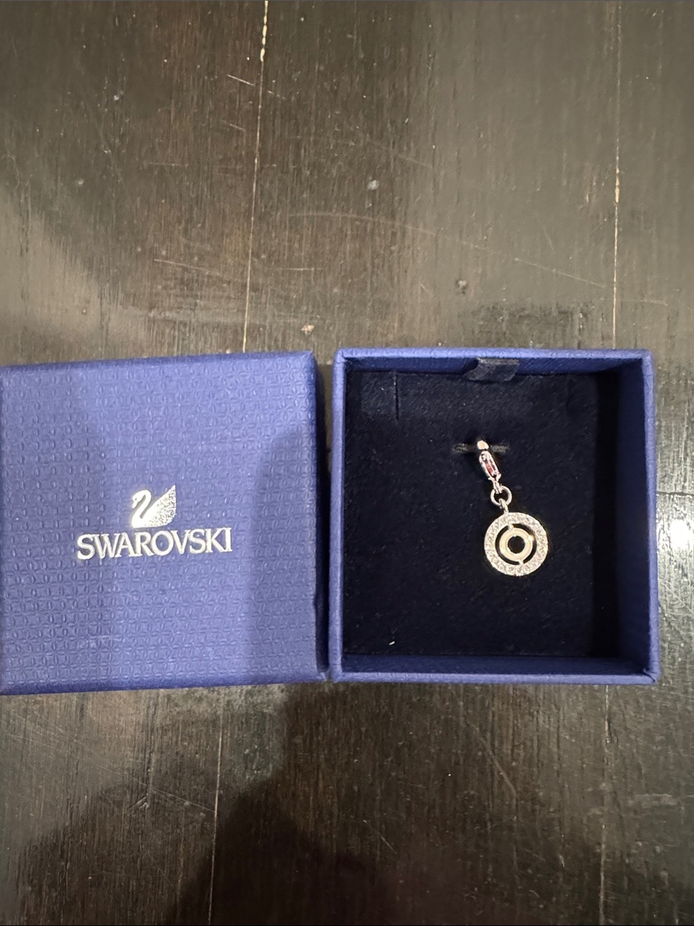 Swarovski Silver Crystal initial charm-O